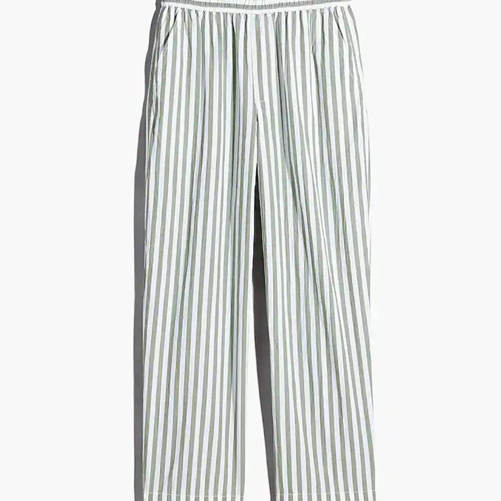 Madewell Pull-On Wide-Leg Pants in Striped Signature Poplin size M